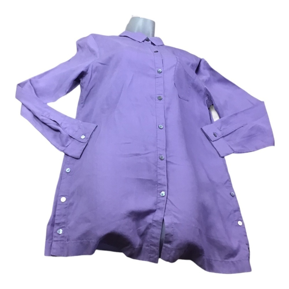 J. Jill Women’s Size Medium Viola Purple Button Down Shirt Button Sides Tencel - Picture 11 of 12